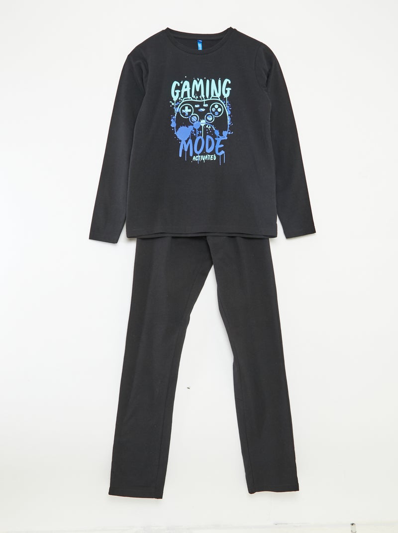 Ensemble pyjama long fantaisie - 2 pièces Noir - Kiabi