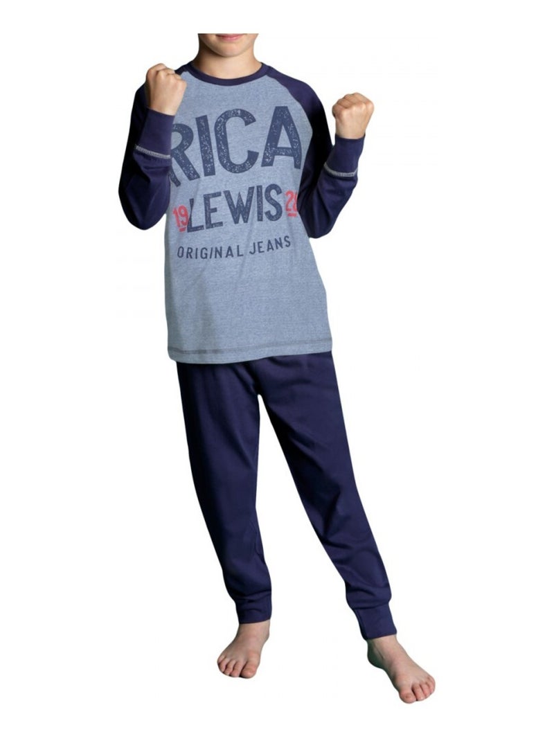 Ensemble pyjama long garçon Bleu marine - Kiabi