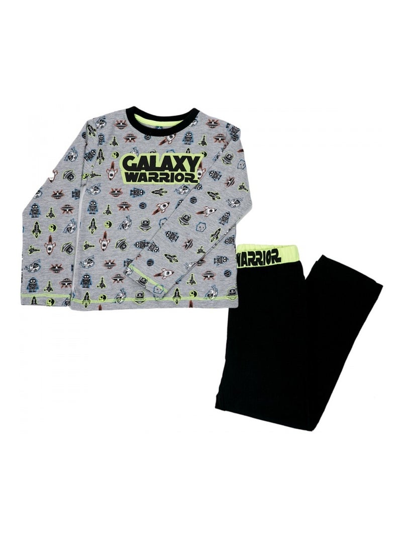 Ensemble pyjama long garçon Gris Noir - Kiabi