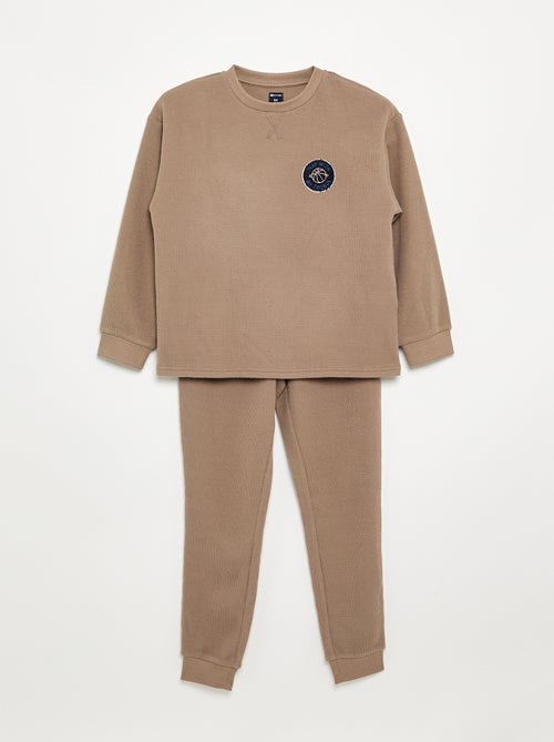 Ensemble pyjama long gaufré - 2 pièces - Kiabi Ensemble pyjama long gaufré - 2 pièces - Kiabi