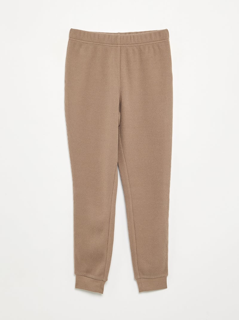 Ensemble pyjama long gaufré - 2 pièces Beige - Kiabi