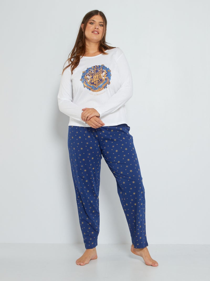 Ensemble pyjama long 'Harry Potter' Blanc/Bleu - Kiabi