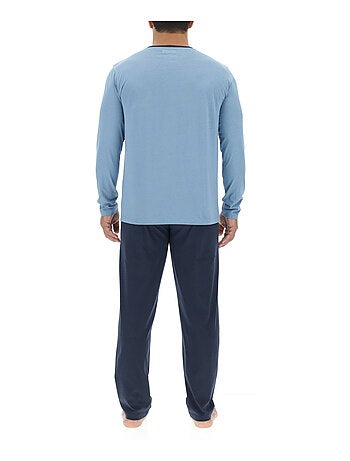 Ensemble Pyjama long homme en coton uni Logo poitrine Pierre Cardin