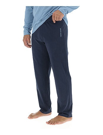 Ensemble Pyjama long homme en coton uni Logo poitrine Pierre Cardin