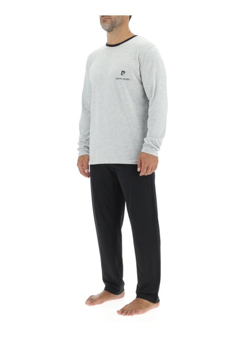 Ensemble Pyjama long homme en coton uni Logo poitrine Pierre Cardin - Kiabi