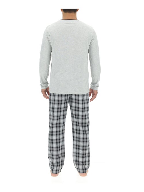 Ensemble Pyjama long homme en popeline à carreaux et Logo poitrine Pierre Cardin - Kiabi