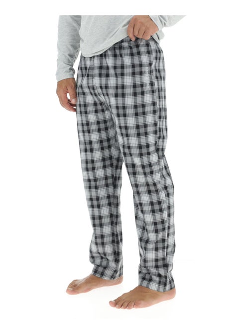 Ensemble Pyjama long homme en popeline à carreaux et Logo poitrine Pierre Cardin - Kiabi