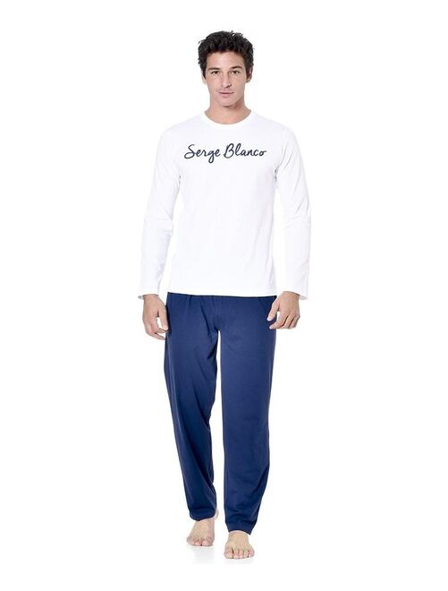 Ensemble pyjama long homme t-shirt col rond bicolore Serge Blanco - Kiabi