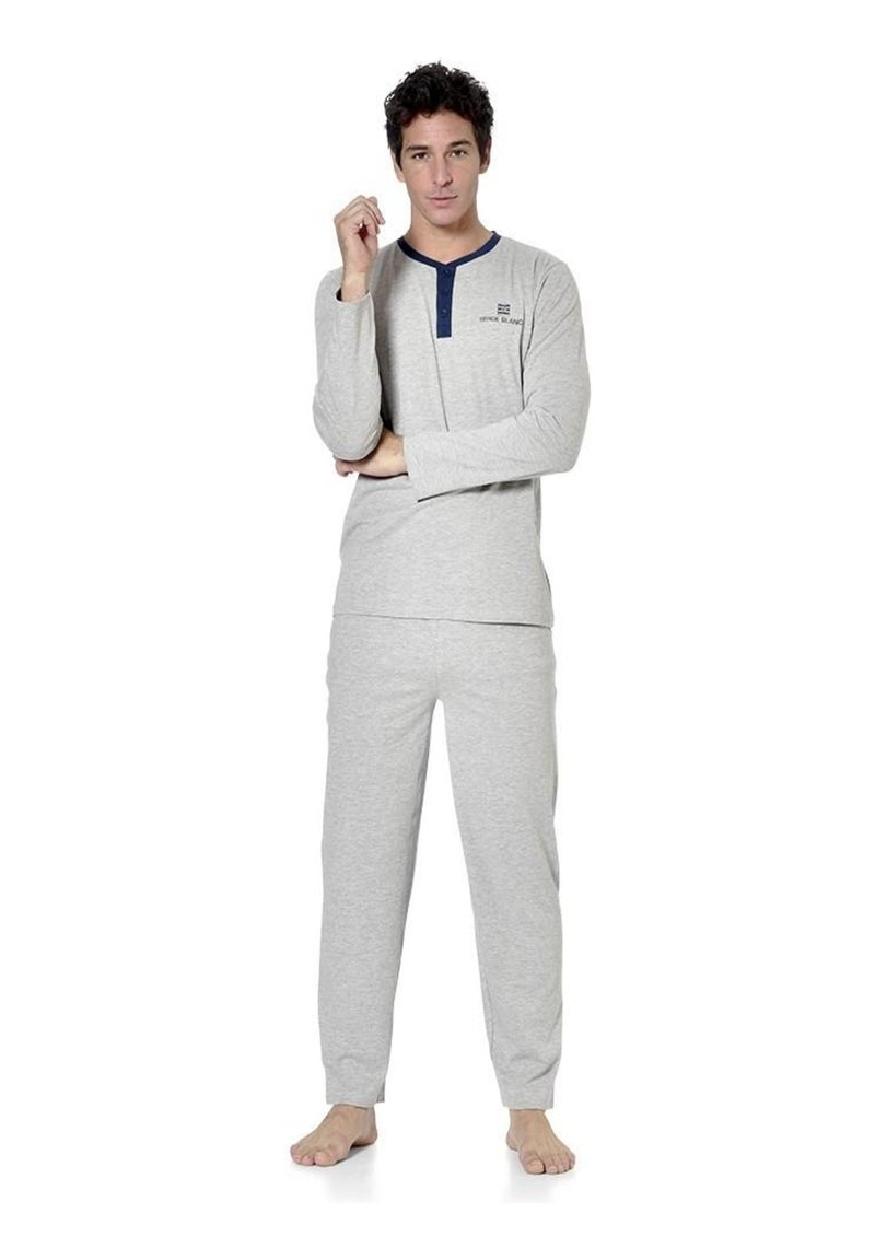 Ensemble pyjama long homme t-shirt col tunisien Serge Blanco Gris - Kiabi