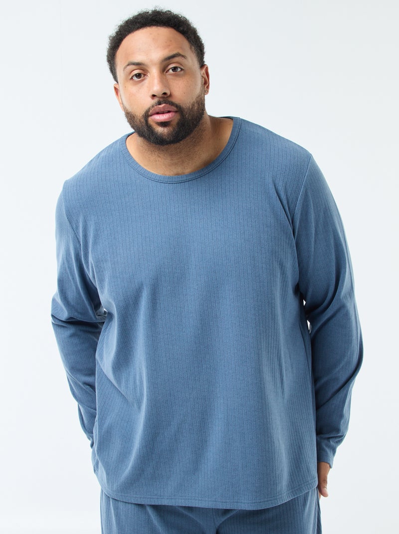 Ensemble pyjama long maille ultra-douce - 2 pièces Bleu - Kiabi