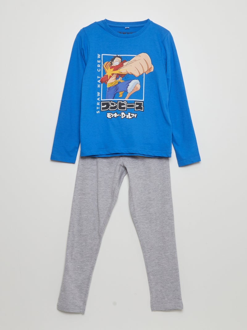 Ensemble pyjama long 'One piece' - 2 pièces Bleu/gris - Kiabi