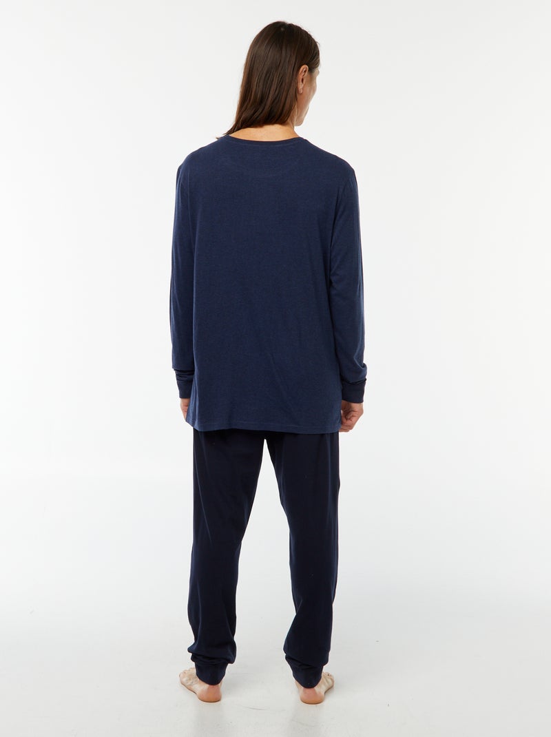 Ensemble pyjama long pantalon + t-shirt - 2 pièces Bleu - Kiabi