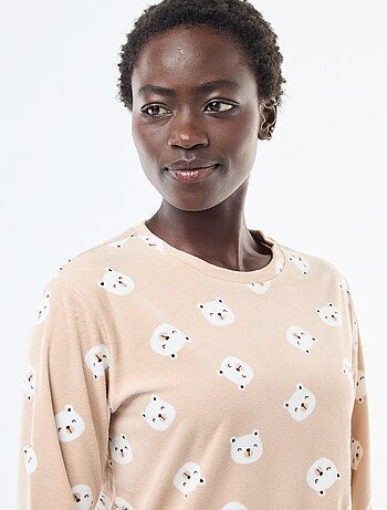 Ensemble pyjama long polaire t-shirt + pantalon - 2 pièces