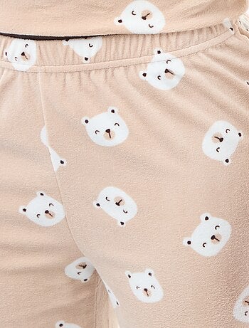 Ensemble pyjama long polaire t-shirt + pantalon - 2 pièces