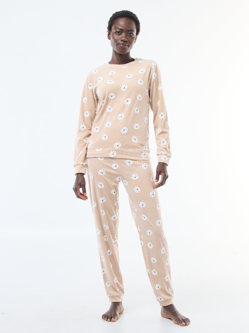 Ensemble pyjama long polaire t-shirt + pantalon -  2 pièces - Kiabi