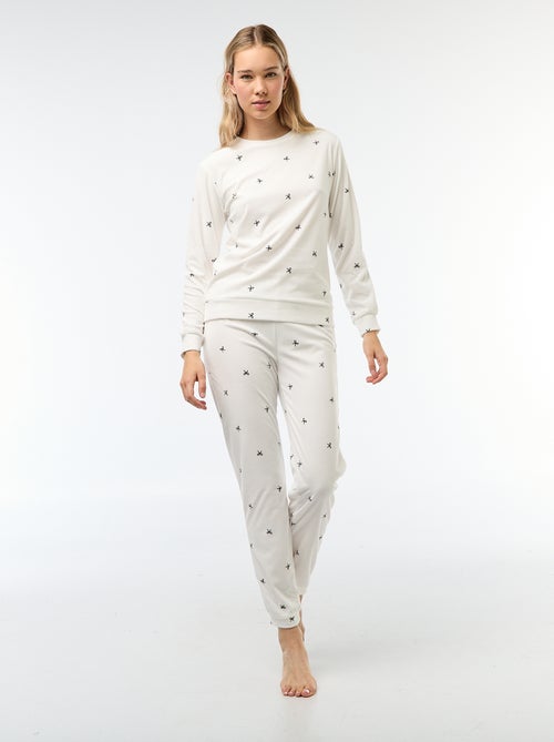 Ensemble pyjama long polaire t-shirt + pantalon -  2 pièces - Kiabi