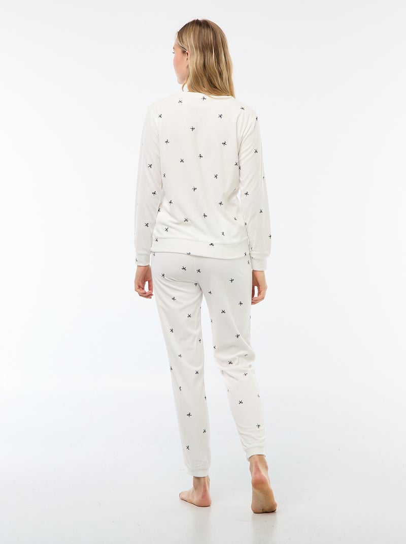 Ensemble pyjama long polaire t-shirt + pantalon -  2 pièces Blanc - Kiabi