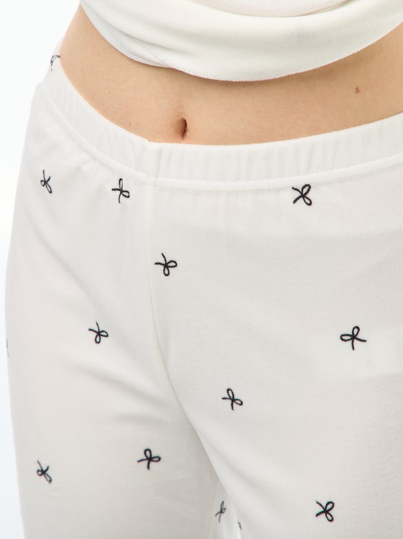 Ensemble pyjama long polaire t-shirt + pantalon -  2 pièces Blanc - Kiabi