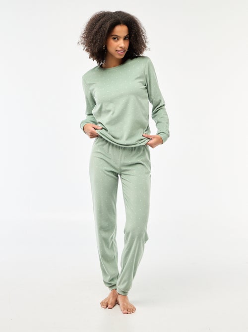 Ensemble pyjama long polaire t-shirt + pantalon -  2 pièces - Kiabi