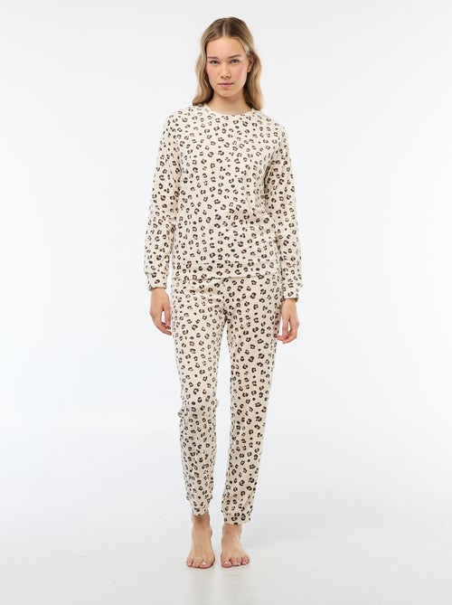 Ensemble pyjama long polaire t-shirt + pantalon -  2 pièces - Kiabi