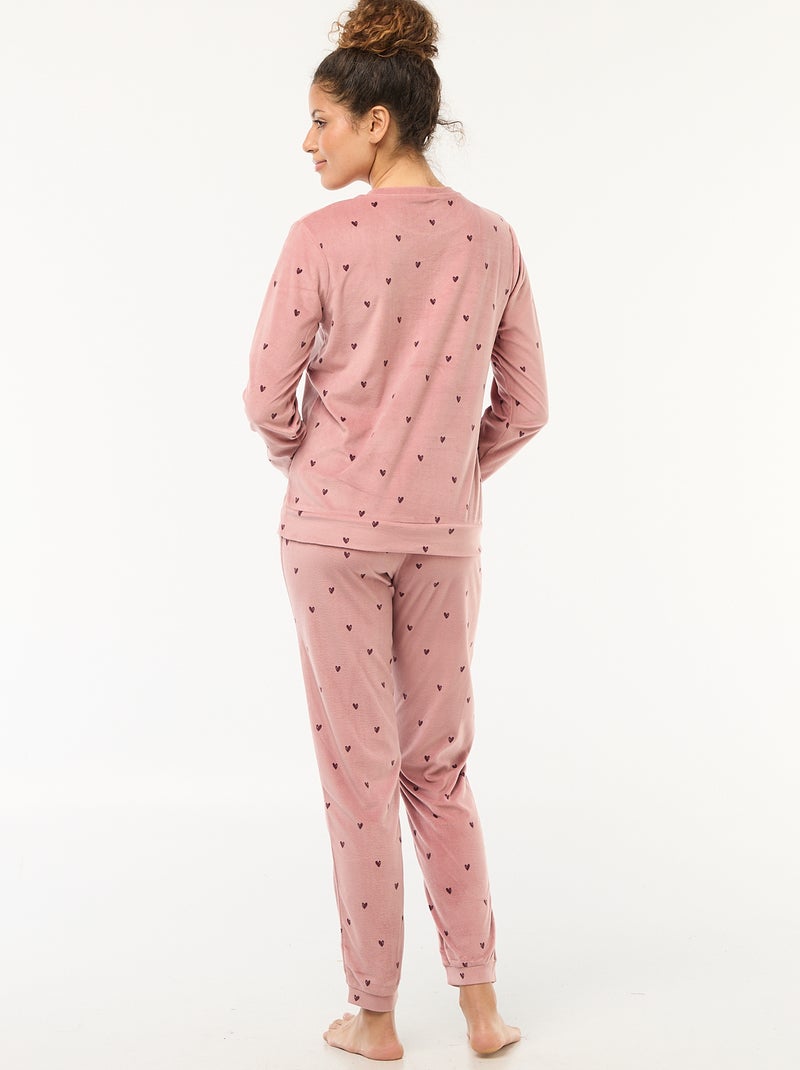 Ensemble pyjama long polaire t-shirt + pantalon -  2 pièces Rose - Kiabi