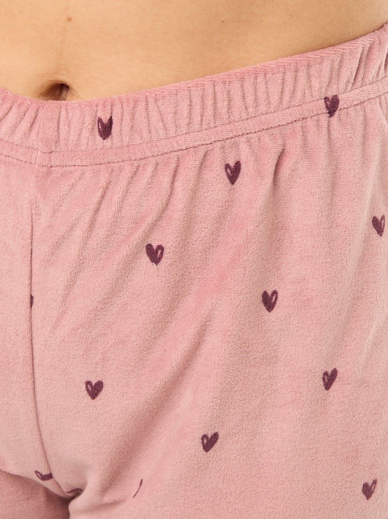 Ensemble pyjama long polaire t-shirt + pantalon -  2 pièces Rose - Kiabi