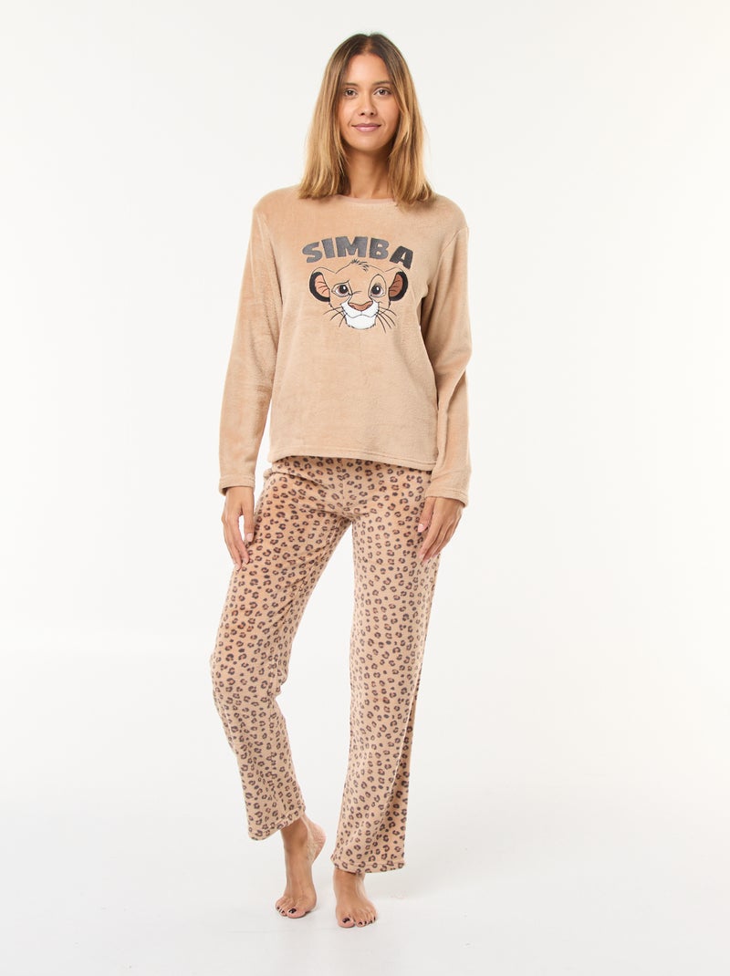 Ensemble pyjama long 'Roi Lion' 'Disney' en polaire - 2 pièces Beige - Kiabi