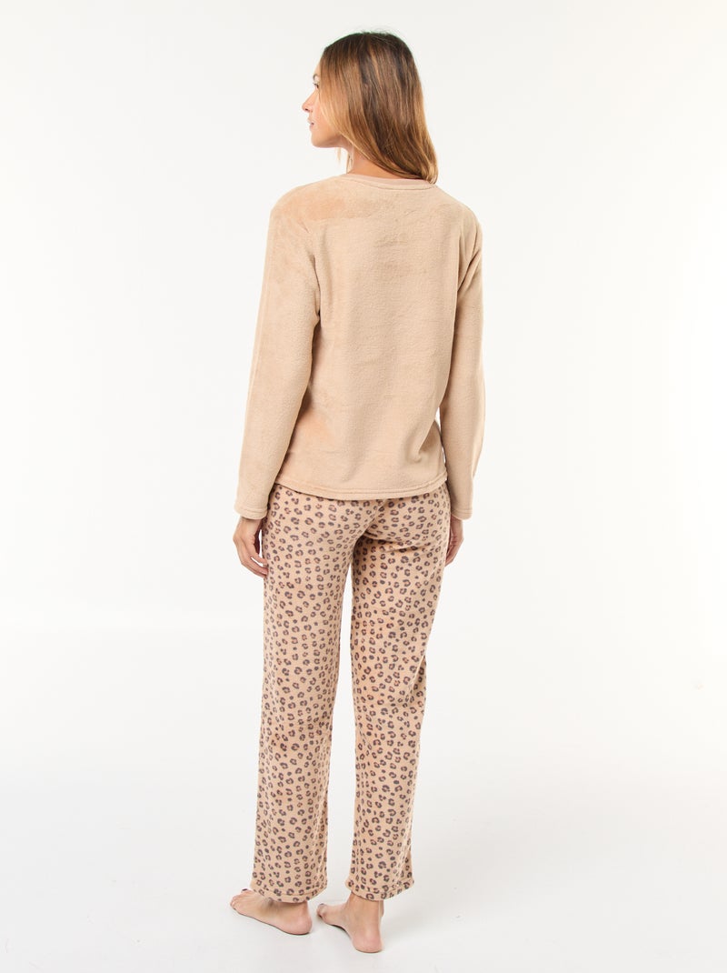 Ensemble pyjama long 'Roi Lion' 'Disney' en polaire - 2 pièces Beige - Kiabi