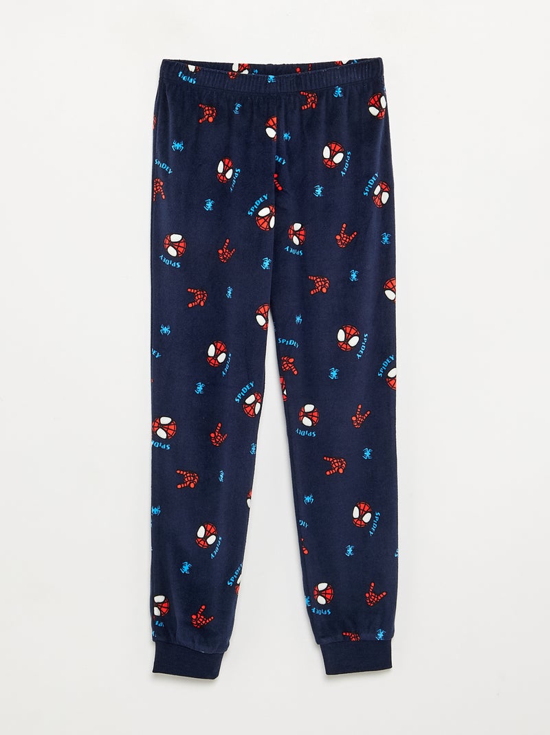 Ensemble pyjama long 'Spiderman' en polaire - 2 pièces Bleu - Kiabi