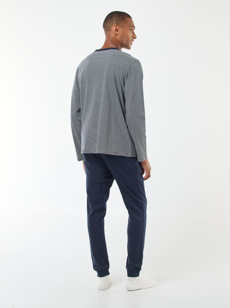 Ensemble pyjama long t-shirt + pantalon - 2 pièces Bleu - Kiabi
