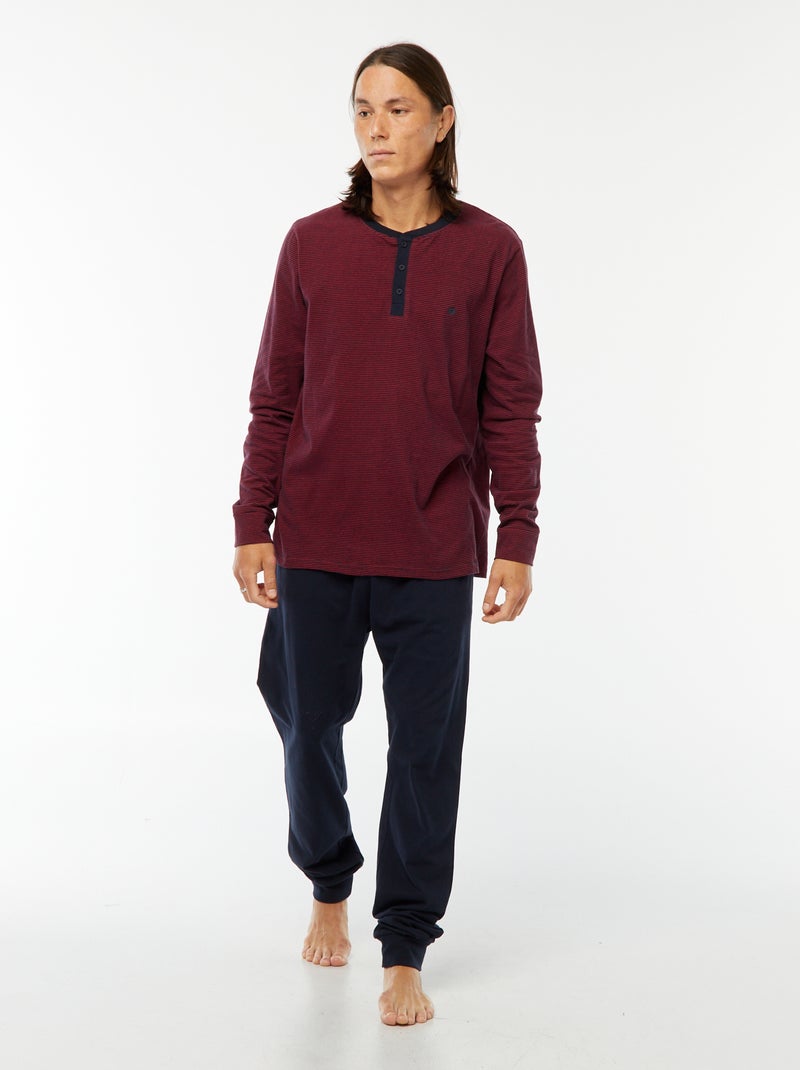 Ensemble pyjama long t-shirt + pantalon - 2 pièces Bleu - Kiabi
