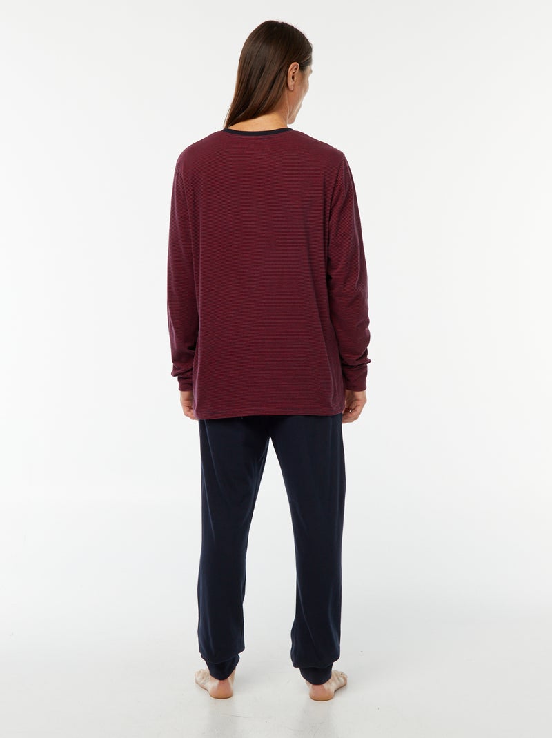 Ensemble pyjama long t-shirt + pantalon - 2 pièces Bleu - Kiabi