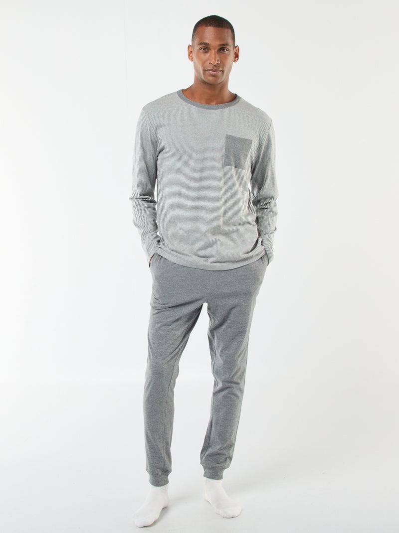 Ensemble pyjama long t-shirt + pantalon - 2 pièces Gris - Kiabi