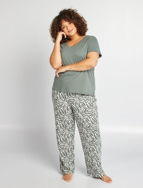 Ensemble pyjama long t-shirt + pantalon - 2 pièces - Kiabi