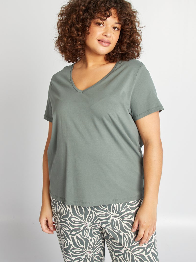 Ensemble pyjama long t-shirt + pantalon - 2 pièces Vert - Kiabi