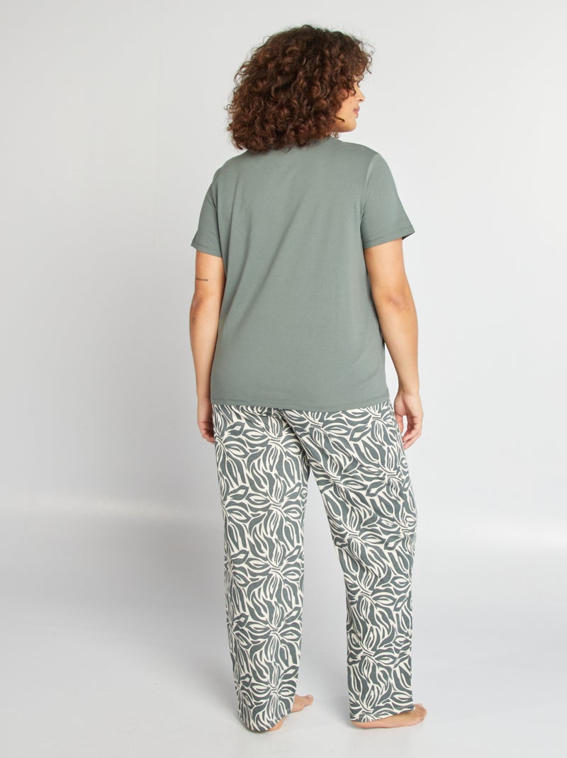 Ensemble pyjama long t-shirt + pantalon - 2 pièces Vert - Kiabi