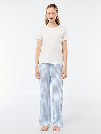 Ensemble pyjama long t-shirt + pantalon à carreaux - 2 pièces