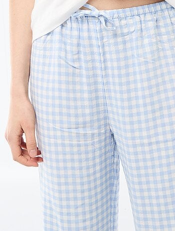 Ensemble pyjama long t-shirt + pantalon à carreaux - 2 pièces