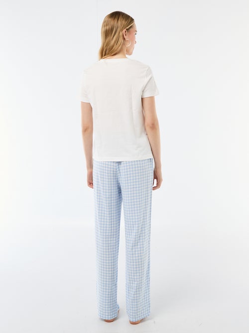 Ensemble pyjama long t-shirt + pantalon à carreaux -  2 pièces - Kiabi