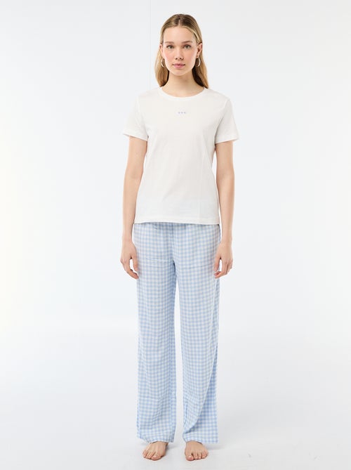 Ensemble pyjama long t-shirt + pantalon à carreaux -  2 pièces - Kiabi