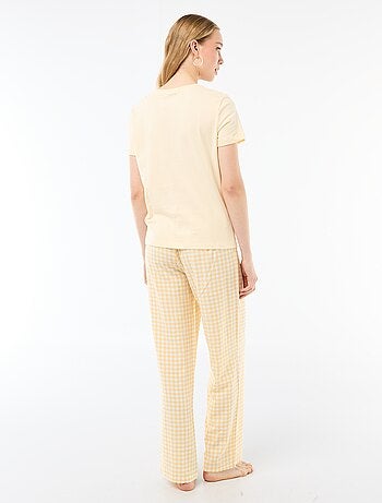 Ensemble pyjama long t-shirt + pantalon à carreaux - 2 pièces