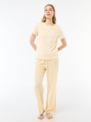 Ensemble pyjama long t-shirt + pantalon à carreaux -  2 pièces
