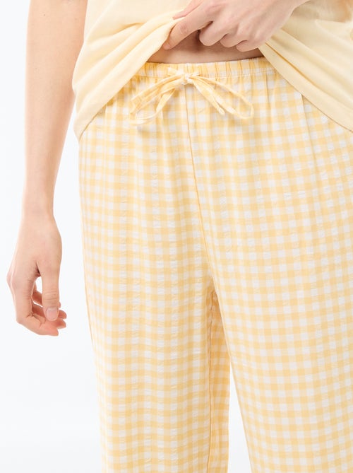 Ensemble pyjama long t-shirt + pantalon à carreaux -  2 pièces - Kiabi