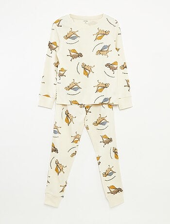 Ensemble pyjama long t-shirt + pantalon avec motif all over