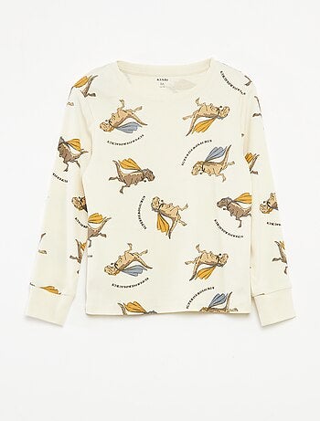 Ensemble pyjama long t-shirt + pantalon avec motif all over