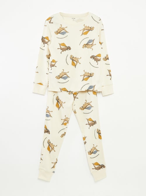Ensemble pyjama long t-shirt + pantalon avec motif all over - Kiabi