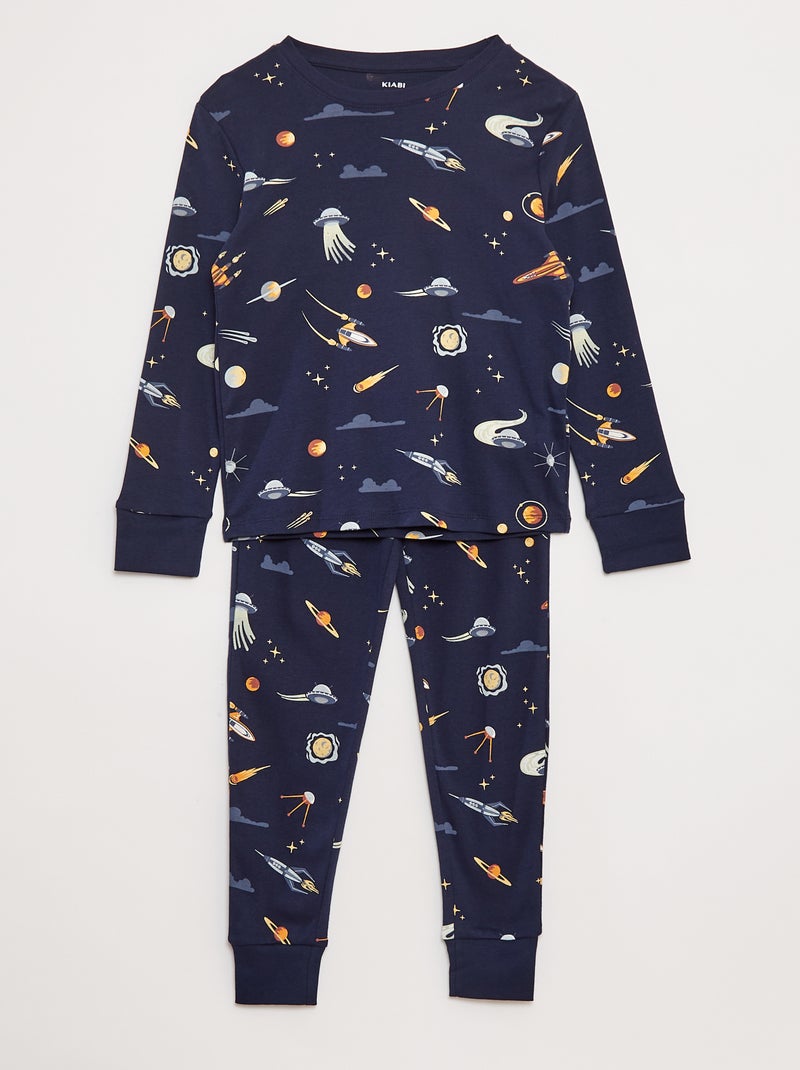 Pyjama Homme Allthemen 2Pcs | Haut & Bas Longs | Motif Imprimé | Confortable | Polyester | Taille S-XXL