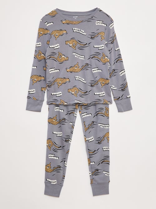 Ensemble pyjama long t-shirt + pantalon avec motif all over - Kiabi