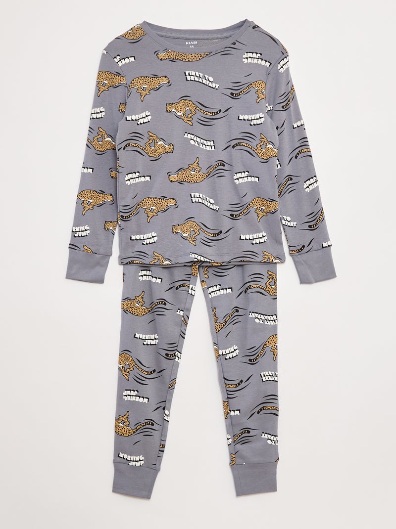 Ensemble pyjama long t-shirt + pantalon avec motif all over Bleu - Kiabi