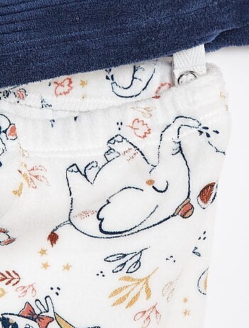 Ensemble pyjama long t-shirt + pantalon avec pieds en polaire - 2 pièces